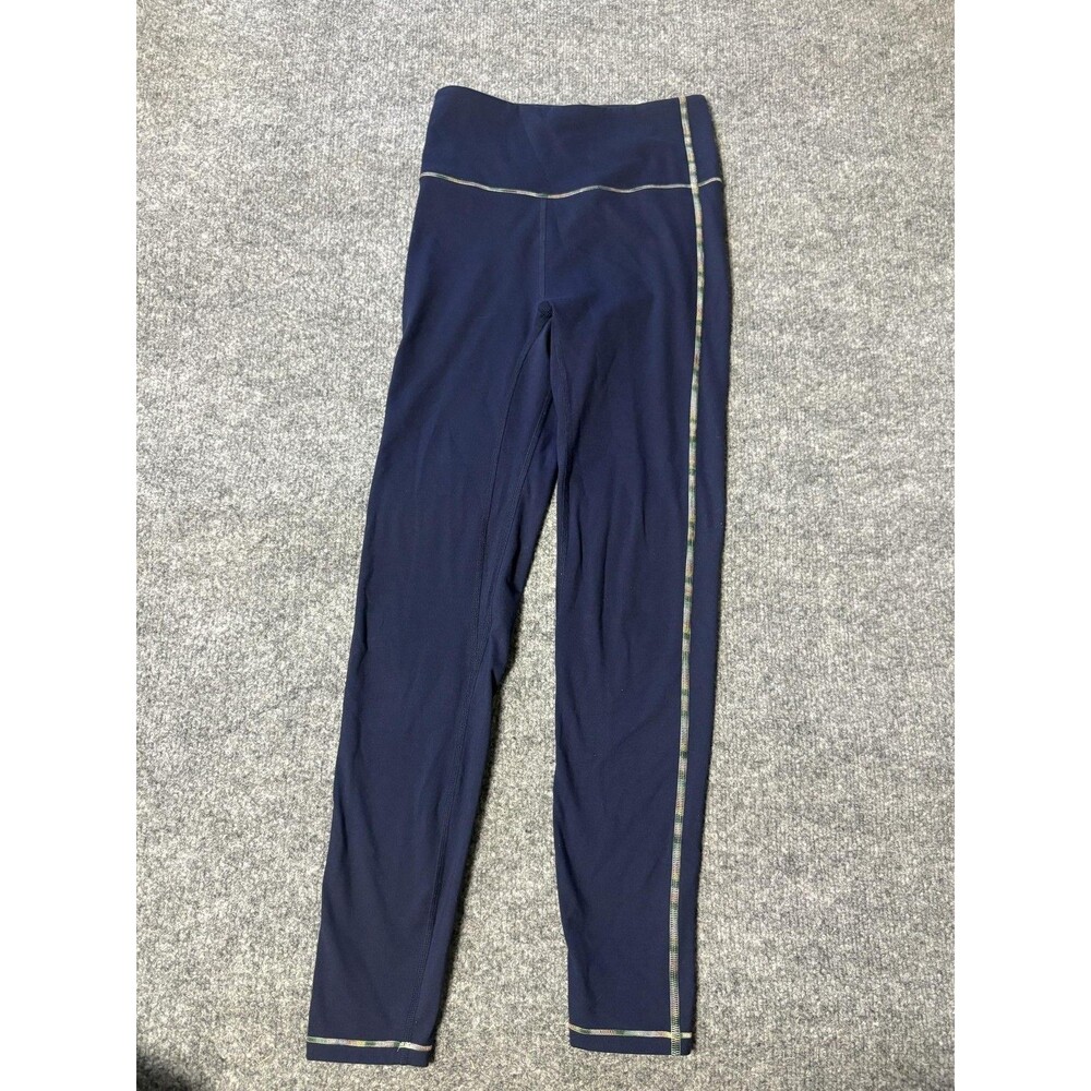 Something Navy X Bandier Leggings Womens XS Blue High Waist Rainbow Stitch